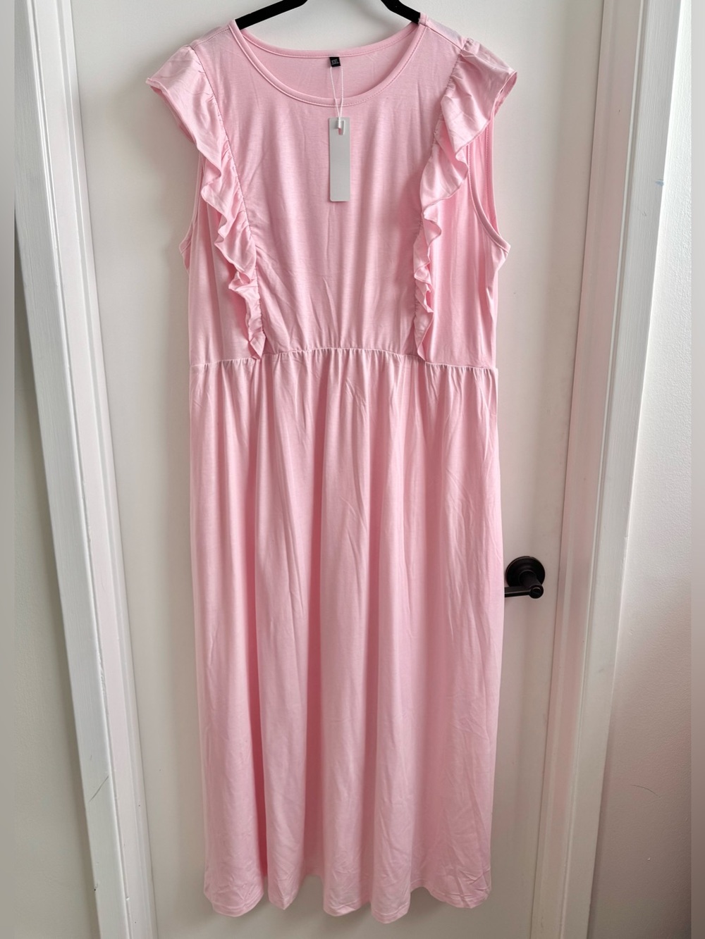 NWT Pink Sleeveless Ruffled Midi Maternity Dress XXL